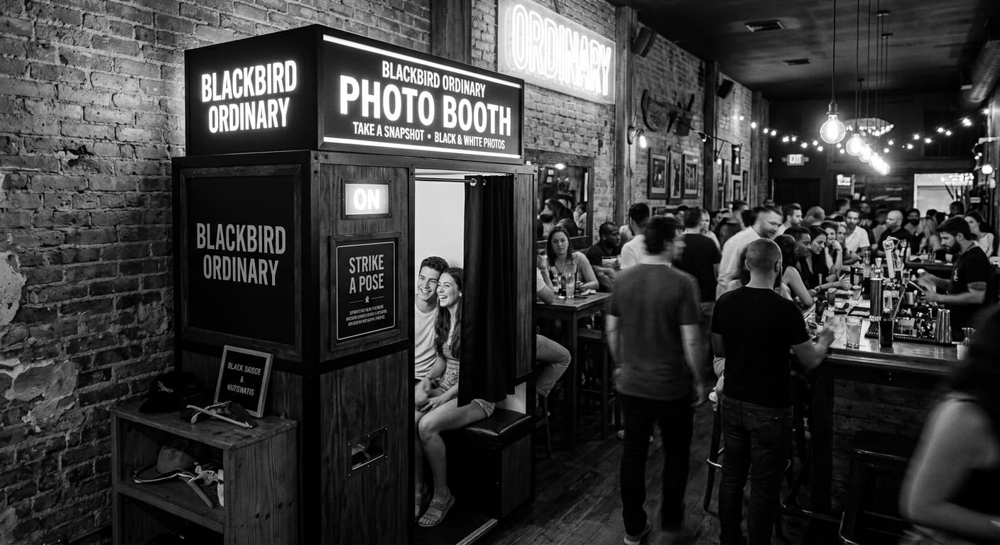 Blackbird Ordinary - Classic analog photo booth in Miami, United States. Vintage photochemical booth for instant photo strips.