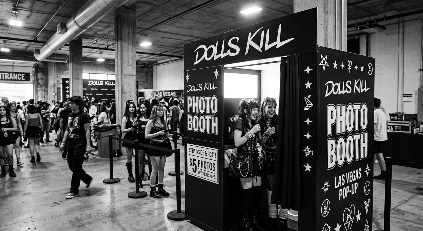 Dolls Kill Pop-Up - Classic analog photo booth in Las Vegas, United States. Vintage photochemical booth for instant photo strips.