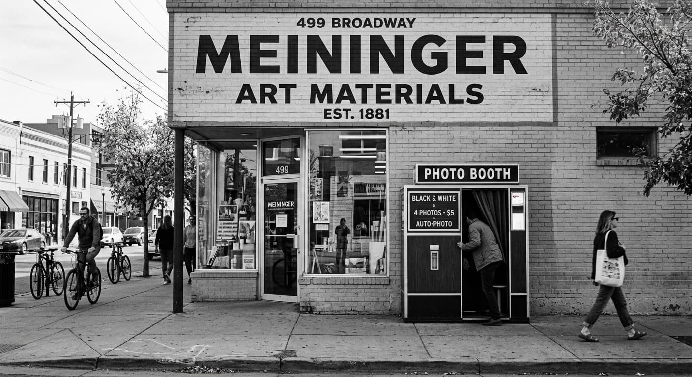 Meininger Art Materials - Classic analog photo booth in Denver, United States. Vintage photochemical booth for instant photo strips.