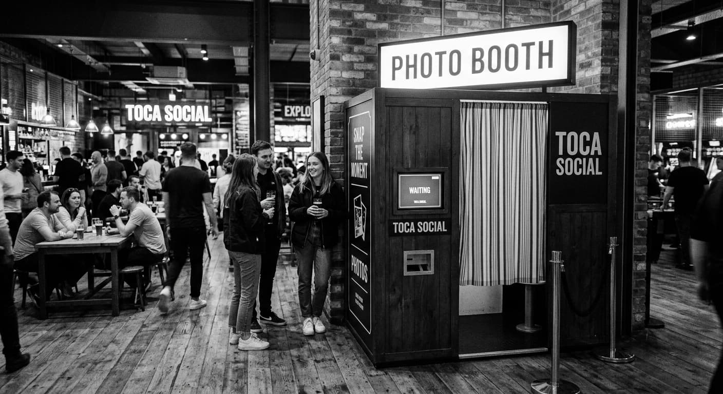 Toca Social - Classic analog photo booth in London, United Kingdom. Vintage photochemical booth for instant photo strips.