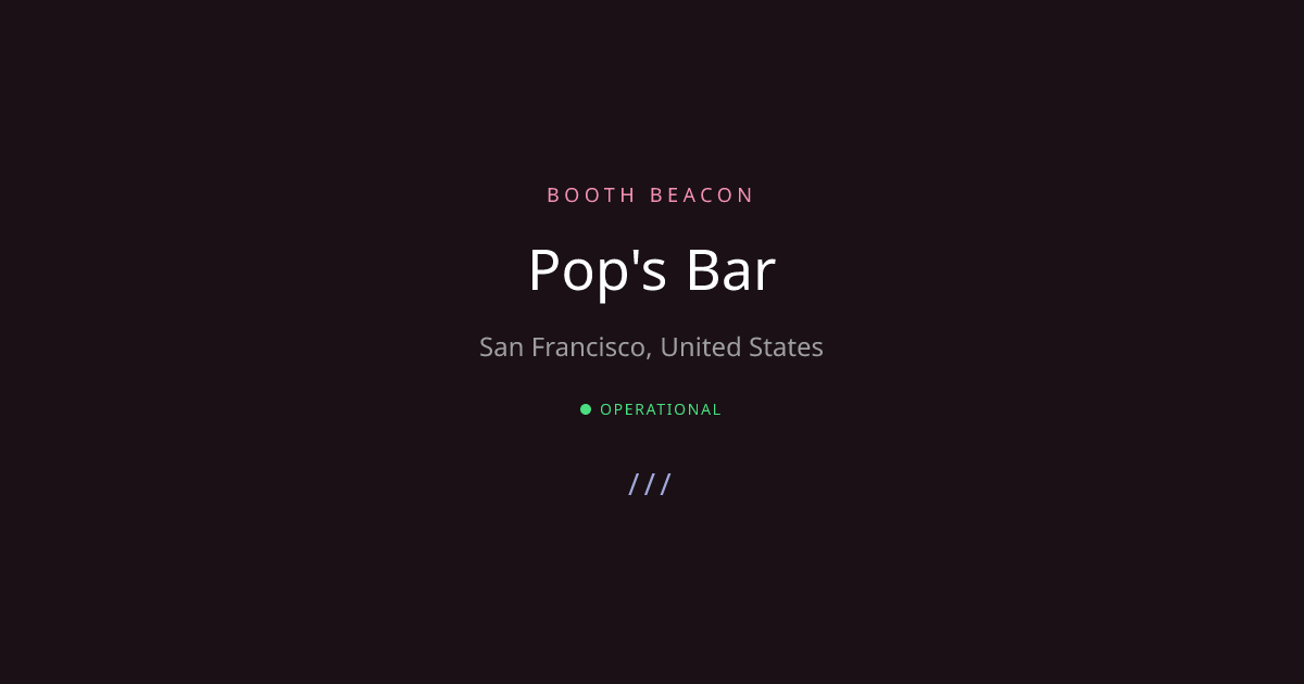 Pop's Bar, San Francisco Photo Booth